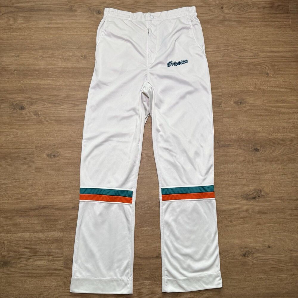 Vintage 90s Starter Miami Dolphins Size M White Striped Track Sweatpants